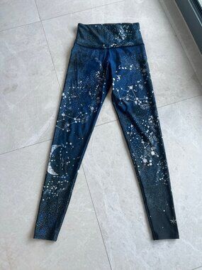 Onzie Blue Star Constellation Print Leggings High Waist Yoga M